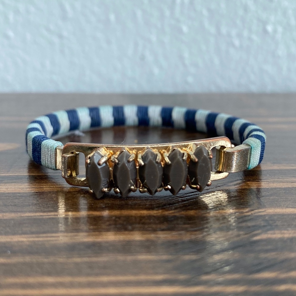 J Crew Blue White Spike Gold Bracelet